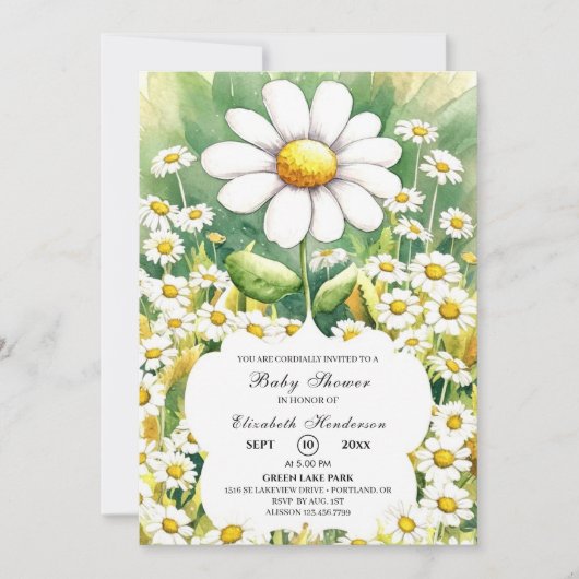 Invitation Baby shower de petite marguerite enchanté (Devant)
