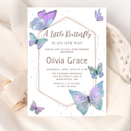 Invitation Baby shower de petite papillon