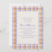 Invitation Baby shower de pétoncle bleu orange Preppy (Devant)