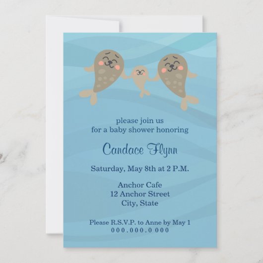 Invitation Baby shower de phoques (Devant)