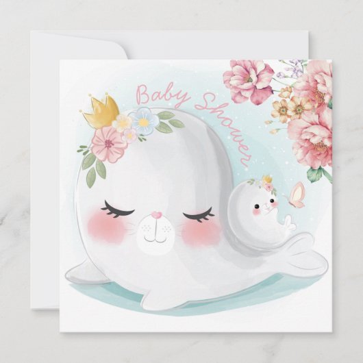 Invitation Baby shower de phoques (Devant)