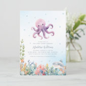 Invitation Baby Shower de Pieuvre Mignonne (Debout devant)