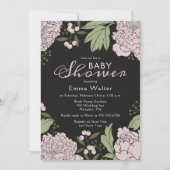 Invitation Baby shower de pignons noirs et roses (Devant)