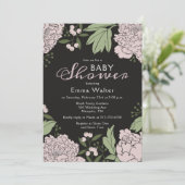 Invitation Baby shower de pignons noirs et roses (Debout devant)
