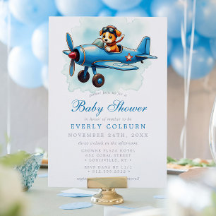 Invitation Baby shower de pilote de marionnette vintage d'avi