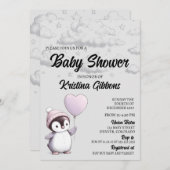Invitation Baby shower de pingouin (Devant / Derrière)