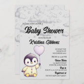 Invitation Baby shower de pingouin (Devant / Derrière)