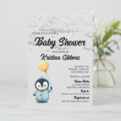 Invitation Baby shower de pingouin (Debout devant)