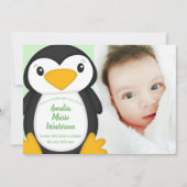 Invitation Baby shower de pingouin (Devant)