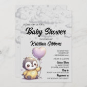 Invitation Baby shower de pingouin (Devant / Derrière)