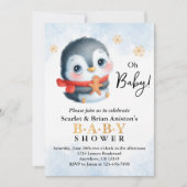 Invitation Baby shower de pingouin de Noël mignon (Devant)