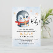 Invitation Baby shower de pingouin de Noël mignon (Debout devant)