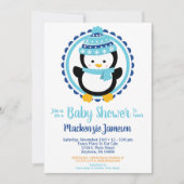 Invitation Baby shower de pingouin d'hiver (Devant)