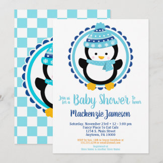 Invitation Baby shower de pingouin d'hiver