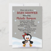 Invitation Baby shower de pingouin d'hiver mignon/Invitation (Devant)