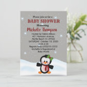 Invitation Baby shower de pingouin d'hiver mignon/Invitation (Debout devant)