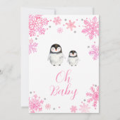 Invitation Baby shower de pingouin d'hiver rose (Dos)