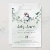 Invitation Baby shower de pingouin fille (Devant)