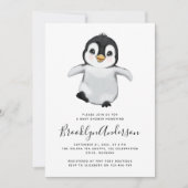 Invitation Baby shower de pingouin gris (Devant)