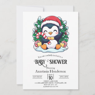 Invitation Baby shower de pingouin lunaire mystique