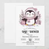 Invitation Baby shower de pingouin magique Pastel (Devant / Derrière)