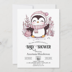 Invitation Baby shower de pingouin magique Pastel