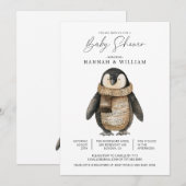 Invitation Baby shower de pingouin mignon (Devant / Derrière)