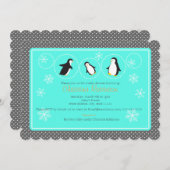 Invitation baby shower de pingouin mignon (Devant / Derrière)