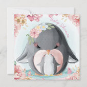 Invitation Baby shower de pingouins (Devant)