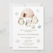 Invitation Baby shower de pingouins d'hiver (Devant)