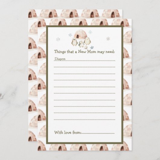 Invitation Baby shower de pingouins d'hiver (Devant / Derrière)