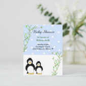 Invitation Baby shower de pingouins et vignes (Debout devant)