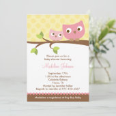 Invitation Baby shower de PInk Owls (Debout devant)
