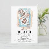 Invitation Baby shower de pique-nique de plage Indigo (Debout devant)