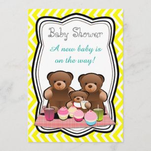 Invitation Baby shower de pique-nique d'ours de nounours