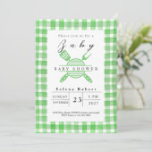 Invitation Baby shower de pique-nique rustique BBQ vert (Debout devant)
