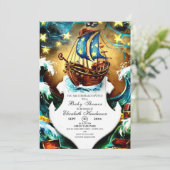 Invitation Baby shower de pirate nautique (Debout devant)