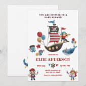 Invitation Baby shower de pirates (Devant / Derrière)