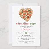 Invitation Baby shower de pizza à l'aquarelle pour bébé en tr (Devant)