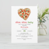 Invitation Baby shower de pizza à l'aquarelle pour bébé en tr (Debout devant)