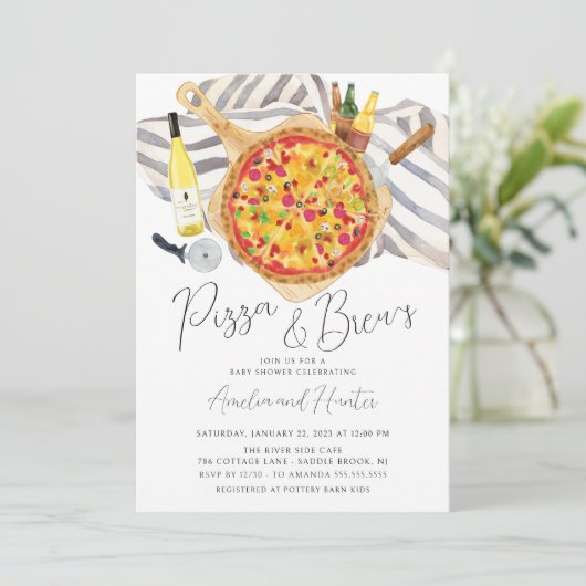 Invitation Baby shower de Pizza & Brew Couples (Debout devant)