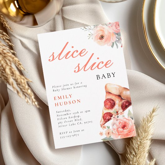 Invitation Baby shower de pizza en tranches