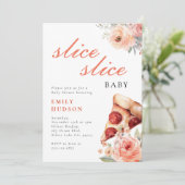 Invitation Baby shower de pizza en tranches (Debout devant)
