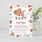 Invitation Baby shower de pizza | Oh Baby Theme (Debout devant)