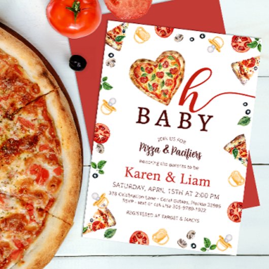 Invitation Baby shower de pizza | Oh Baby Theme