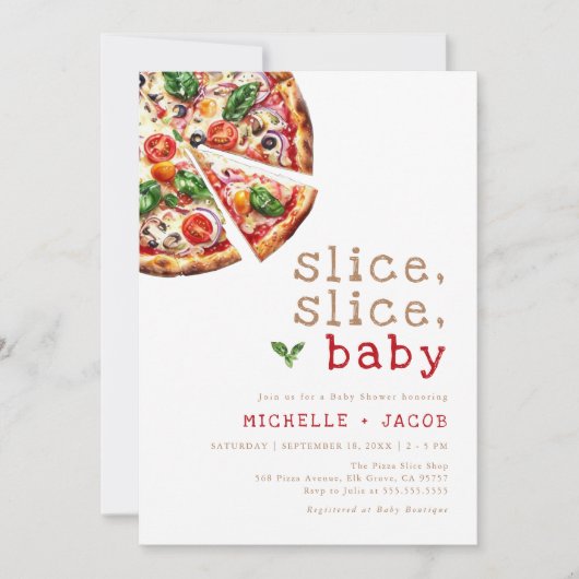 Invitation Baby shower de pizza pour bébé Slice Slice (Devant)