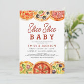 Invitation Baby shower de pizza pour bébé Slice Slice (Debout devant)