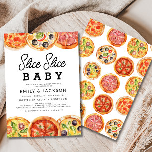Invitation Baby shower de pizza pour bébé Slice Slice