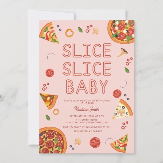 Invitation Baby shower de pizza pour bébé Slice Slice (Devant)