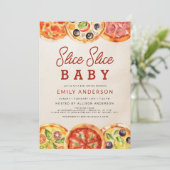 Invitation Baby shower de pizza pour bébés Slice Slice (Debout devant)